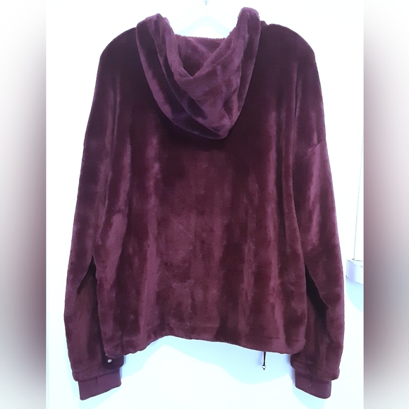 Half-zip Velour pullover Hoodie Jacket with hand pockets - Picture 2 of 3